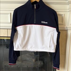 Wilson Davenport Pullover quarter zip Navy and White Half-Zip Jacket